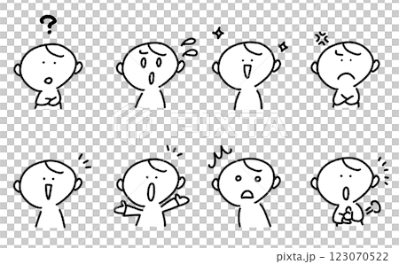 A set of men with various expressions: confused, happy, angry, and thoughtful A set of men with various expressions: confused, happy, angry, and thoughtful 123070522