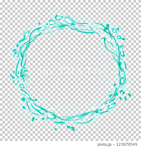 Neon Turquoise Asymmetrical Frame with Plant Motif, Fog, Illustration Template for Web and Print Use Neon Turquoise Asymmetrical Frame with Plant Motif, Fog, Illustration Template for Web and Print Use 123070545