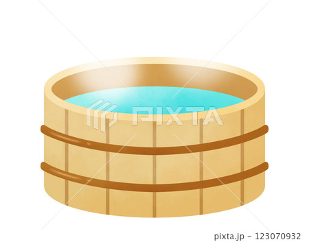 温泉のお湯が入った風呂桶のイラスト 温泉のお湯が入った風呂桶のイラスト 123070932