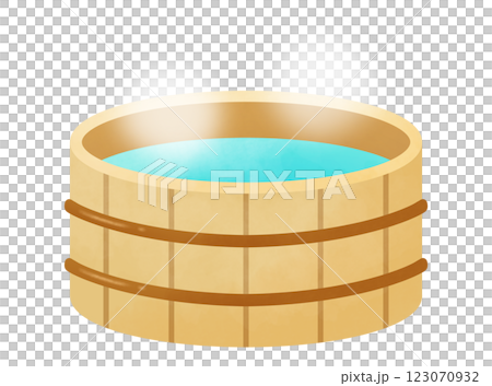 温泉のお湯が入った風呂桶のイラスト 温泉のお湯が入った風呂桶のイラスト 123070932