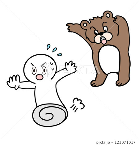 クマから大急ぎで逃げている棒人間 クマから大急ぎで逃げている棒人間 123071017