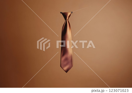 Stylish Metallic Brown Tie on Elegant Gradient Background for Fashion Advertising 123071023