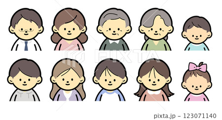 デフォルメされた大家族のベクターイラスト デフォルメされた大家族のベクターイラスト 123071140