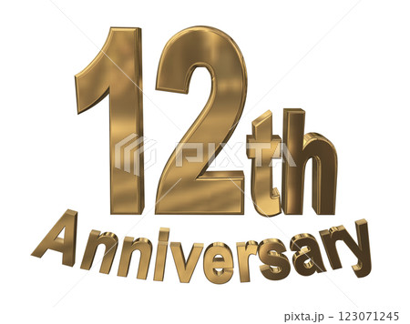 3DCG文字「12th Anniversary/12周年マークキラキラ」ゴールド,金 3DCG文字「12th Anniversary/12周年マークキラキラ」ゴールド,金 123071245
