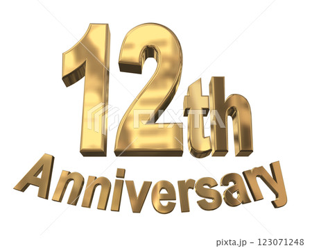 3DCG文字「12th Anniversary/12周年マークキラキラ」ゴールド,金 123071248
