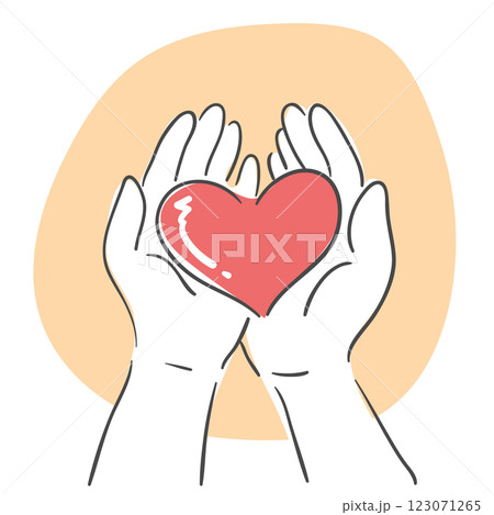An illustration of hands holding a heart 123071265
