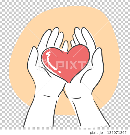 An illustration of hands holding a heart 123071265