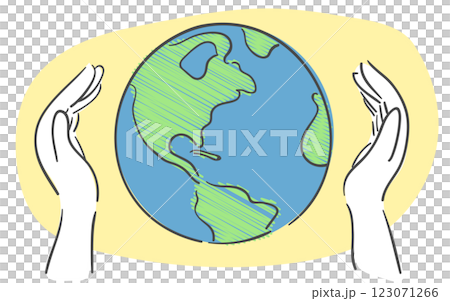 An illustration of hands embracing the Earth 123071266