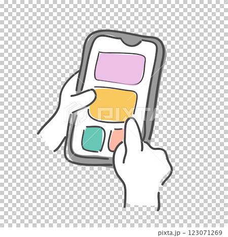 An illustration of a hand touching a smartphone screen An illustration of a hand touching a smartphone screen 123071269