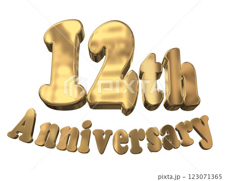 3DCG文字「12th Anniversary/12周年マークキラキラ」ゴールド,金 123071365
