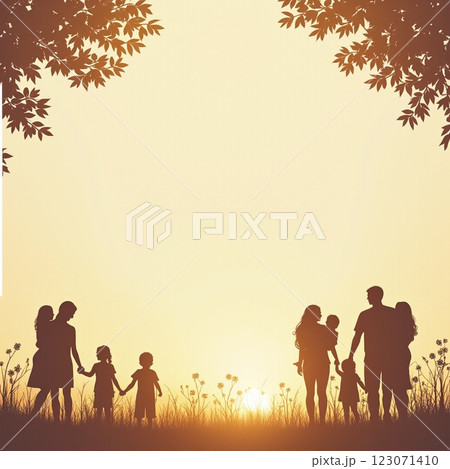 心温まる家族シルエットのデザインフレーム 123071410