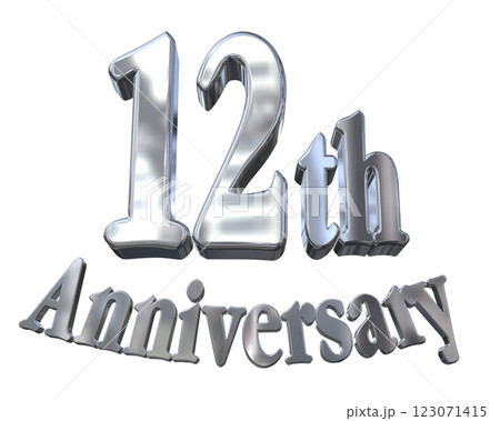 3DCG文字「12th Anniversary/12周年マークキラキラ」シルバー,銀 123071415