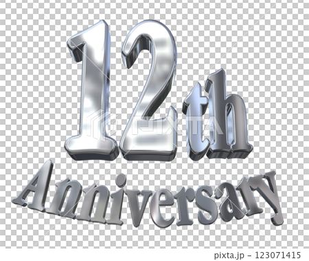 3DCG文字「12th Anniversary/12周年マークキラキラ」シルバー,銀 123071415