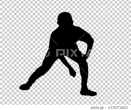 Silhouette of a baseball runner taking the lead 123071603