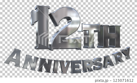 3DCG文字「12th Anniversary/12周年マークキラキラ」シルバー,銀 123071612