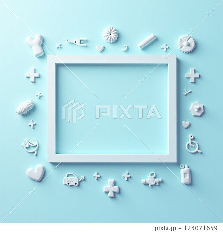 医療と福祉を象徴するシンプルフレーム 123071659