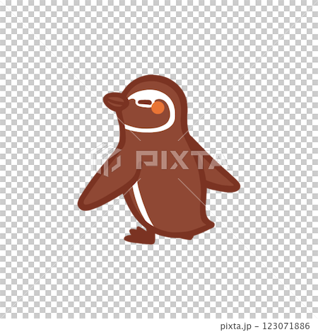 Color illustration of a Magellanic penguin happily spreading its arms 123071886