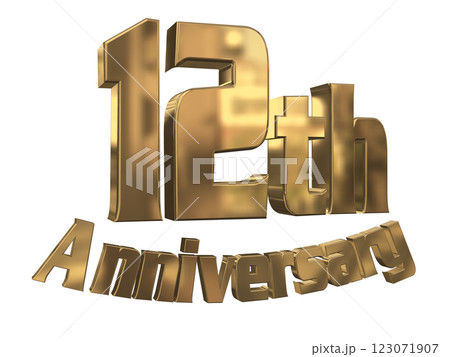 3DCG文字「12th Anniversary/12周年マークキラキラ」ゴールド,金 123071907