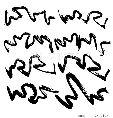 Dry Brush Grunge Wave Stroke Set Texture 123071981