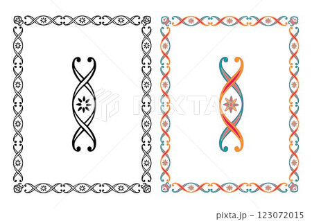 Vintage floral classic calligraphic retro vignette scroll frames ornamental design elements black and color set isolated vector 123072015