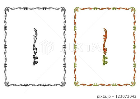 Vintage floral classic calligraphic retro vignette scroll frames ornamental design elements black and color set isolated vector Vintage floral classic calligraphic retro vignette scroll frames ornamental design elements black and color set isolated vector 123072042
