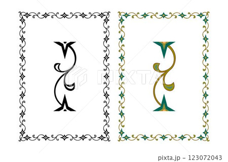 Vintage floral classic calligraphic retro vignette scroll frames ornamental design elements black and color set isolated vector 123072043