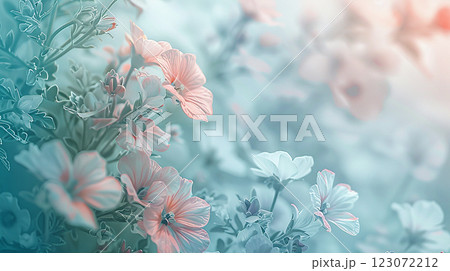Floral background with copy space, romantic soft pastel colour greeting card design Floral background with copy space, romantic soft pastel colour greeting card design 123072212