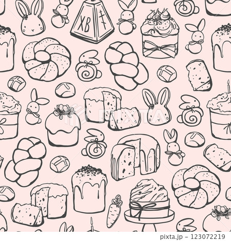 Seamless pattern with different Easter bakery 123072219