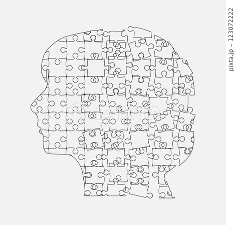 Female head from puzzle pieces, mental disorder Female head from puzzle pieces, mental disorder 123072222