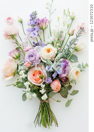 Vertical pastel flower bouquet spring holiday greeting card design Vertical pastel flower bouquet spring holiday greeting card design 123072310