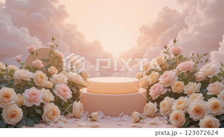 Serene Sunrise Floral Arrangement with Soft Petals 123072624