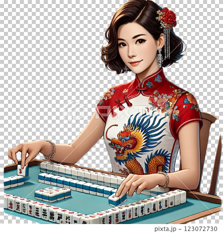 麻雀をする女性 123072730
