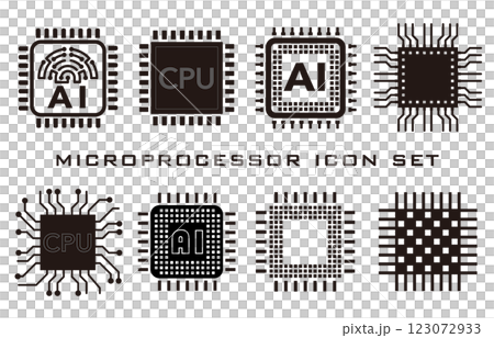 Microprocessor vector icon set 123072933