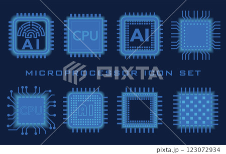マイクロプロセッサーのベクターアイコンセット 123072934