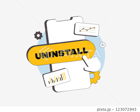 Mobile app uninstall rate affects user retention and engagement. Tracking uninstall analytics helps optimize app performance, reduce churn, improve mobile app marketing strategies vector illustration Mobile app uninstall rate affects user retention and engagement. Tracking uninstall analytics helps optimize app performance, reduce churn, improve mobile app marketing strategies vector illustration 123072943