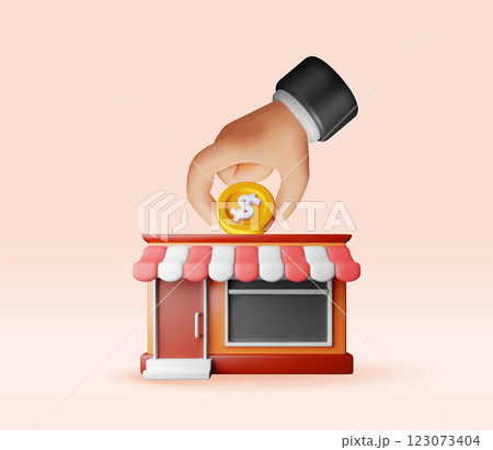 3D franchise shop building or commercial property 123073404