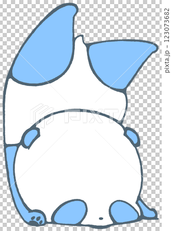 Baby panda falls over and is upside down (blue) Baby panda falls over and is upside down (blue) 123073682