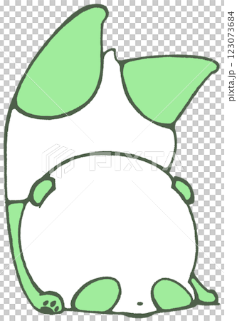 Baby panda (green) falls over and is upside down Baby panda (green) falls over and is upside down 123073684