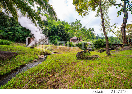 Natural Hot Spring in a Tropical Forest at Fang Chiang Mai. Natural Hot Spring in a Tropical Forest at Fang Chiang Mai. 123073722