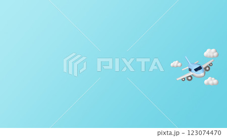 Airplane in the Sky with Clouds. 3D Rendering 123074470
