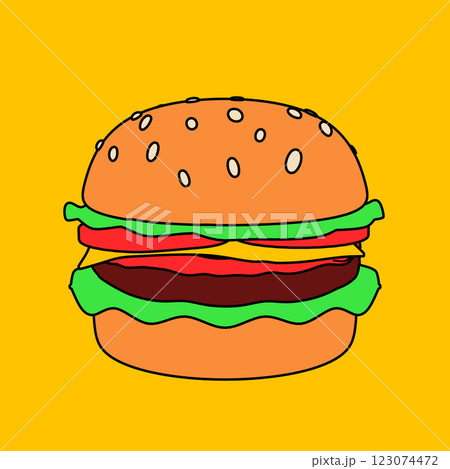 Cartoon Cheese Burger 123074472