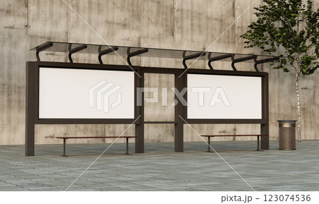 Bus Stop Billboard Mock up. 3D Rendering 123074536