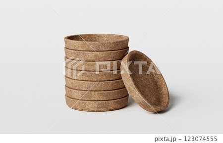 Cork Coaster with White Background. 3D Rendering 123074555
