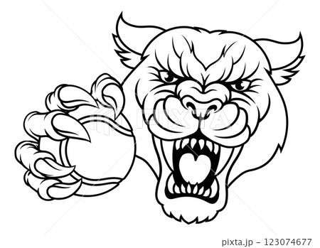 Panther Leopard Cougar Wildcat Tennis Ball Mascot 123074677