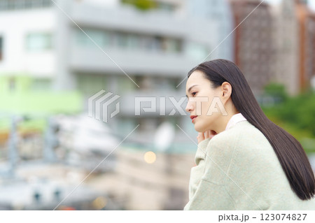 都会に佇むビジネスウーマン 都会に佇むビジネスウーマン 123074827