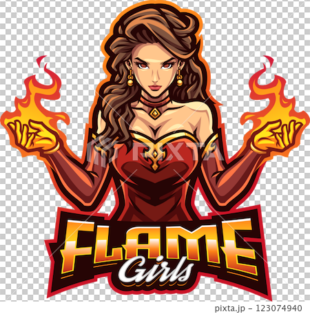 Flame girls esport mascot Flame girls esport mascot 123074940