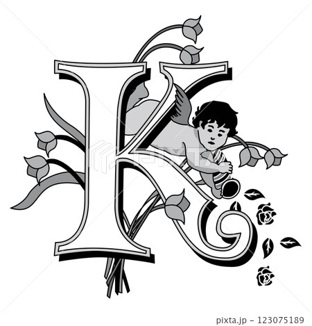Cherubs Initial Caps Font Capital Letter K vector design Cherubs Initial Caps Font Capital Letter K vector design 123075189