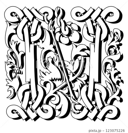 Masselle Initial Caps Font Capital Letter N vector design Masselle Initial Caps Font Capital Letter N vector design 123075226