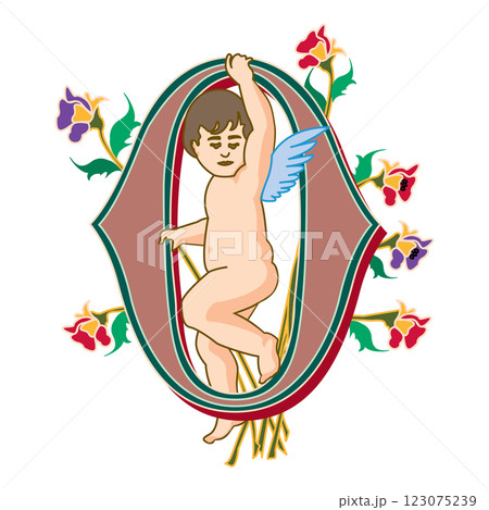 Cherubs Initial Caps Font Capital Letter O vector design 123075239