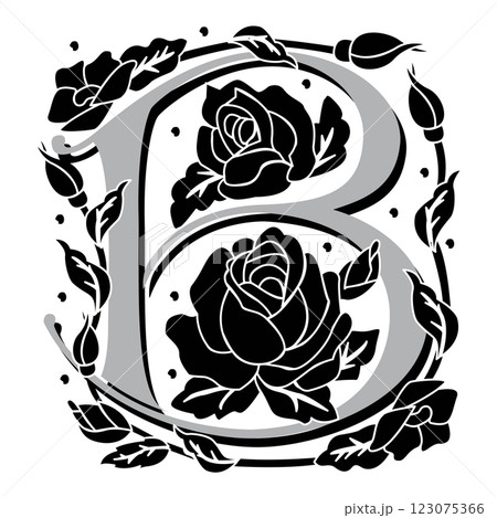 rosette Initial Caps Font Capital Letter B vector design 123075366